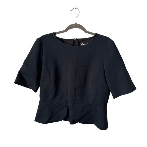 Sandra Angelozzi | Double Lined Navy Peplum Top | Size 42 - Picture 1 of 8